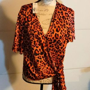 NWT pink animal print blouse